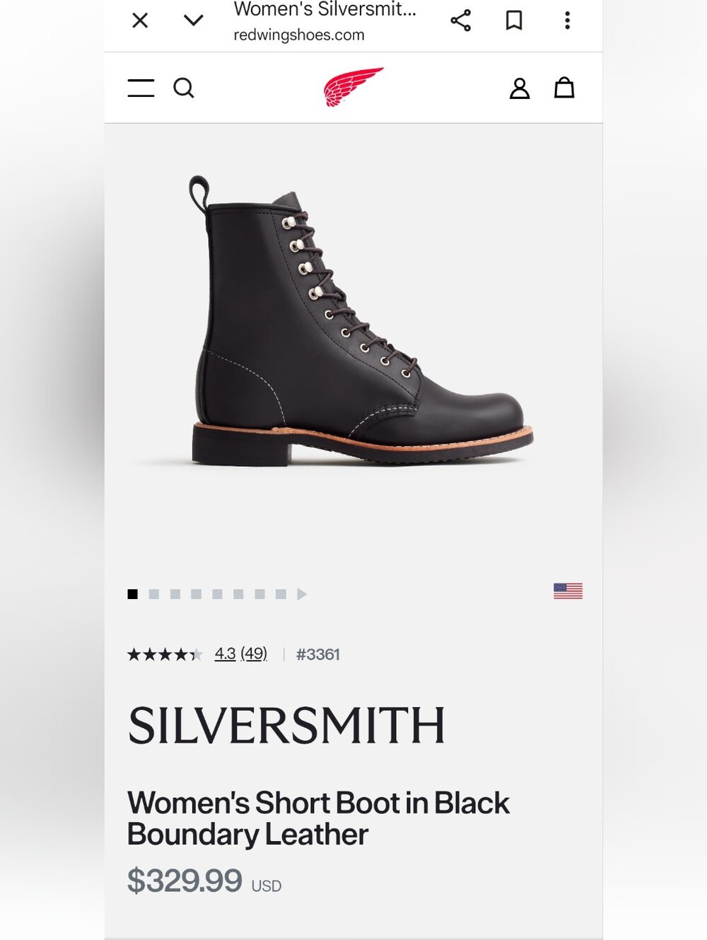 Red Wing Heritage Silversmith Women's Short Boot in Black